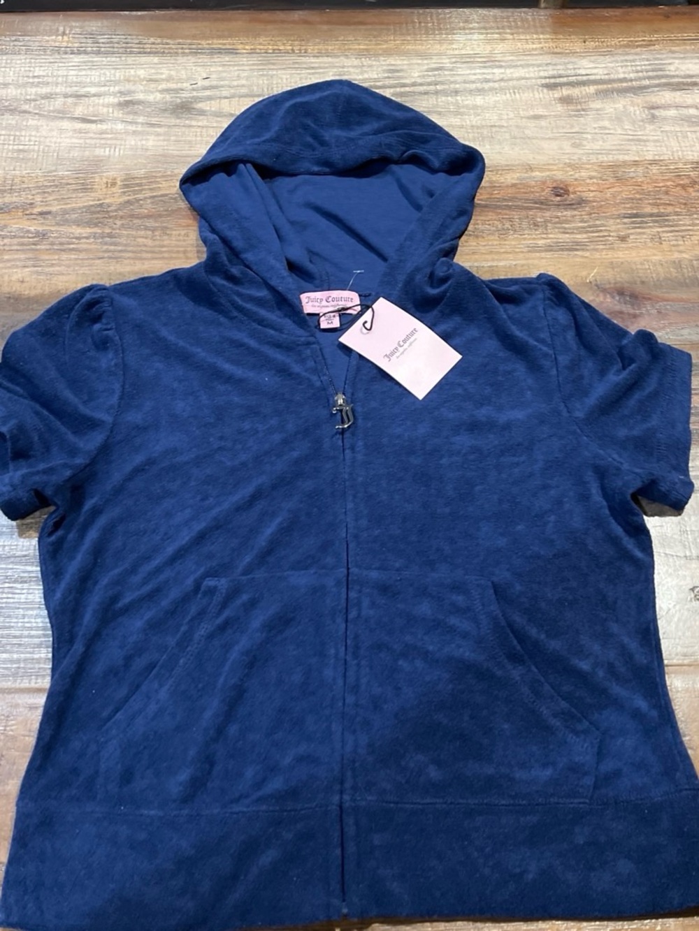 Juicy Couture Dark Navy Terry Short Sleeve Zip Hoodie